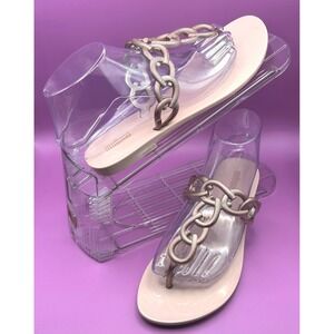 Melissa Women's Success Chain Link Thong Sandal Rose Gold Jelly Sandals Size 7